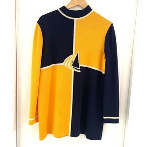 St John Collection Marie Gray Womens M Colorblock Mini Dress Nautical Preppy VTG